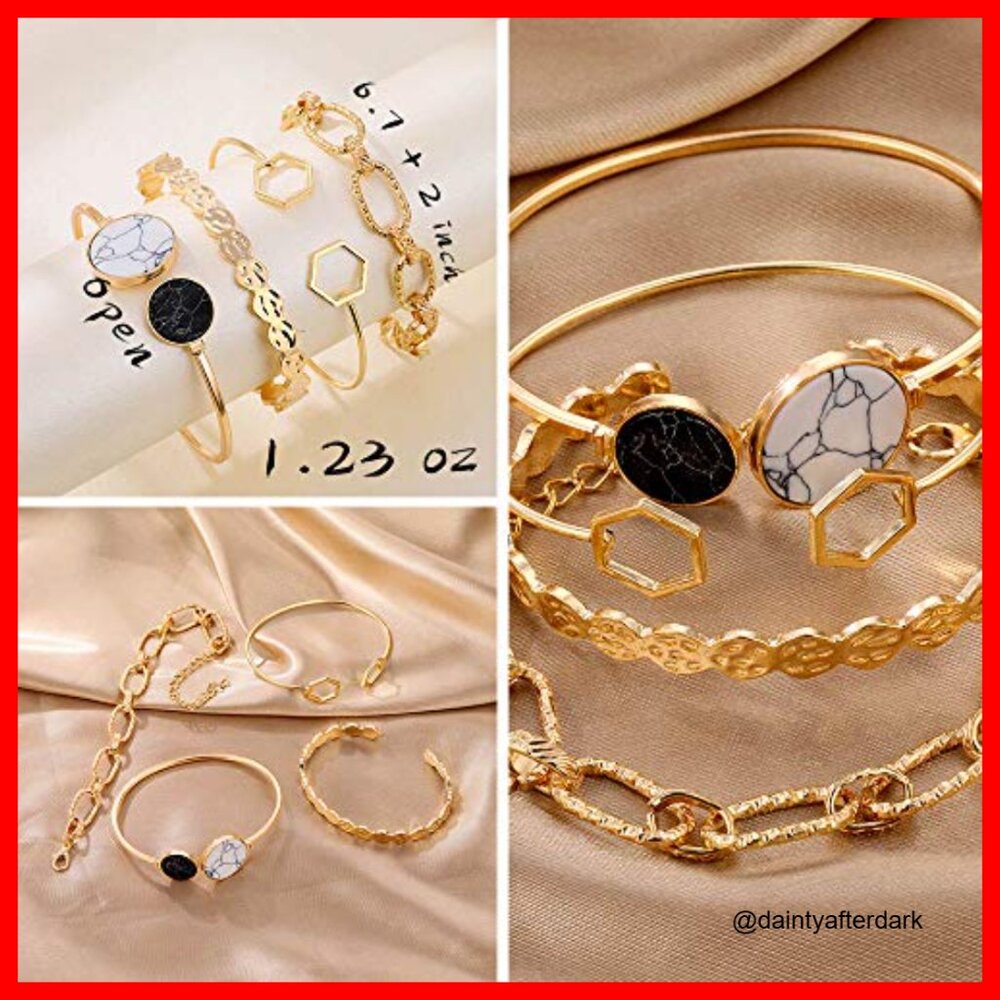 14k Gold Plated Adjustable Stackable Cuff Bracele… - image 4